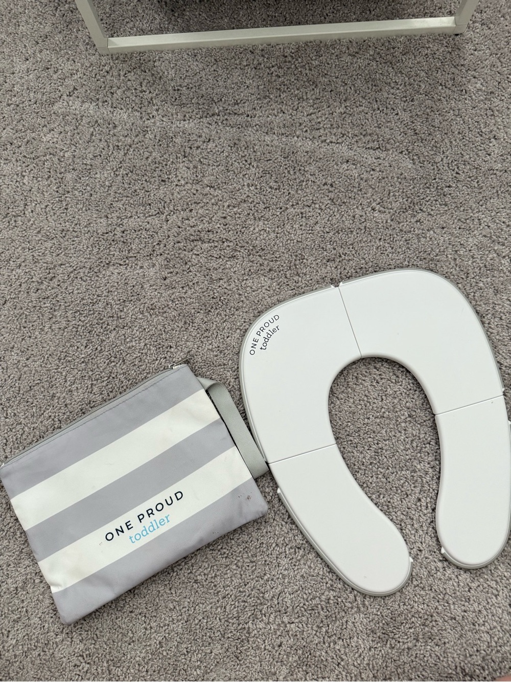 One Proud Toddler Foldable Travel Potty Seat in Light Gray & White